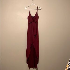 Red slinky formal gown